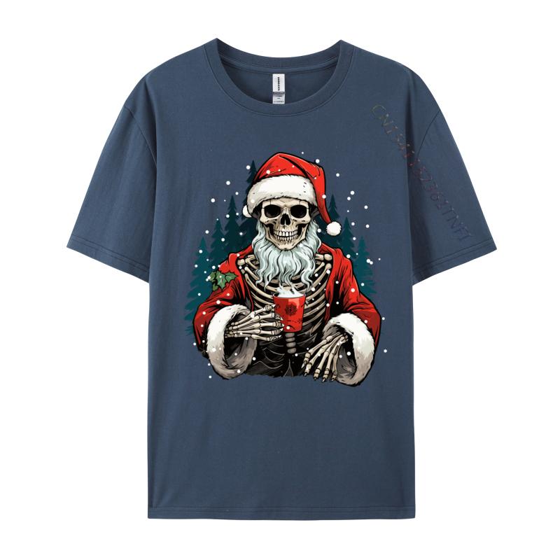 Skeleton Santa Dead Inside Santa Christmas Skull Funny T-Shirts Novelty Birthday Gifts Tees Tops Cotton Black T-Shirt