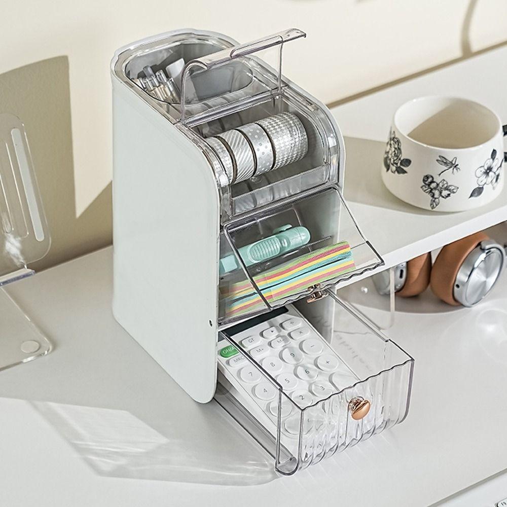 Plastic Cosmetic Storage Box Space Saving Makeup Storage Container Stationery Storage Box  Desktop
