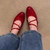 Cowhide version~ retro round head light ** fork belt Mary Jane single shoes women's spring and autumn commuting shoes