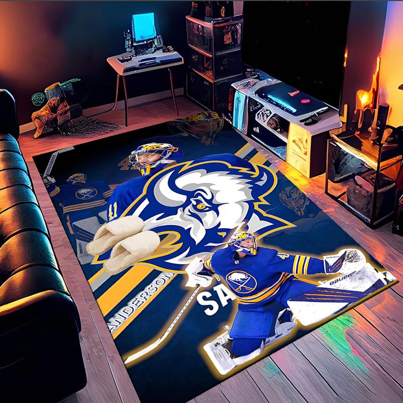 Sabres Hockey Team Spirit Area Rug Suitable for Indoor And Outdoor,Carpets for Kitchens, Homes, Offices, Living Rooms,Home Decor,Christmas Gift