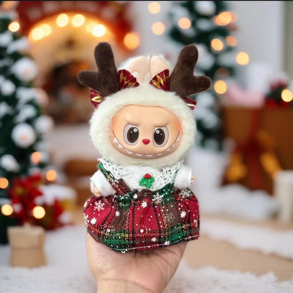 One Two and Three Generations of Labubu Christmas Baby Clothes Set,Labubu Doll Change Clothes To Wear Christmas Clothes