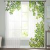 Green Branches Plant Leaves Drapes for Living Room Bedroom Decoration Transparent Chiffon Sheer Window Curtain