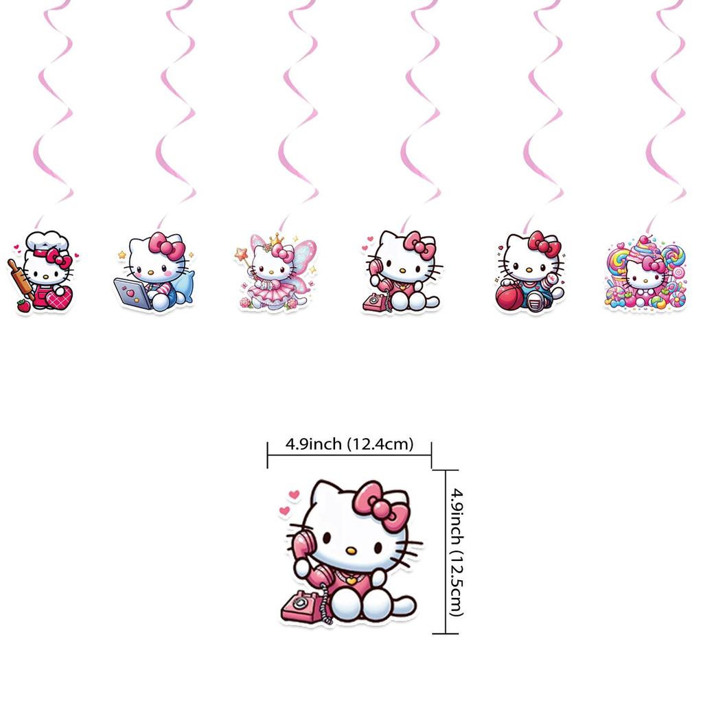 3D Hello Kitty Festival Birthday Decor Set: Balloons, Banner & Flags