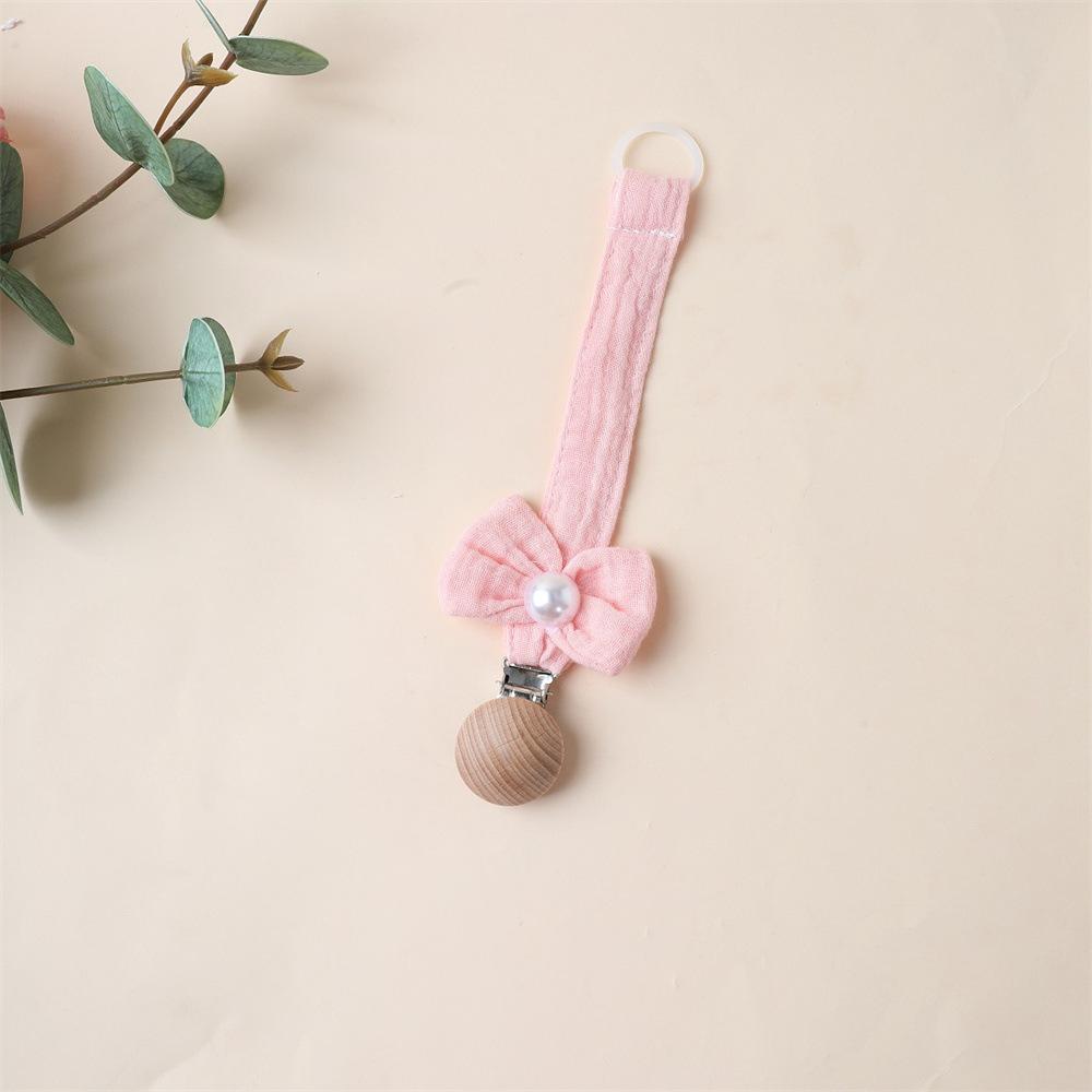 

1 шт. Милая цепочка-клипса для пустышки для новорожденной девочки, Сладкий бантик принцессы, Ткань, Дерево, Игрушки против потери, Цепочка для пустышки