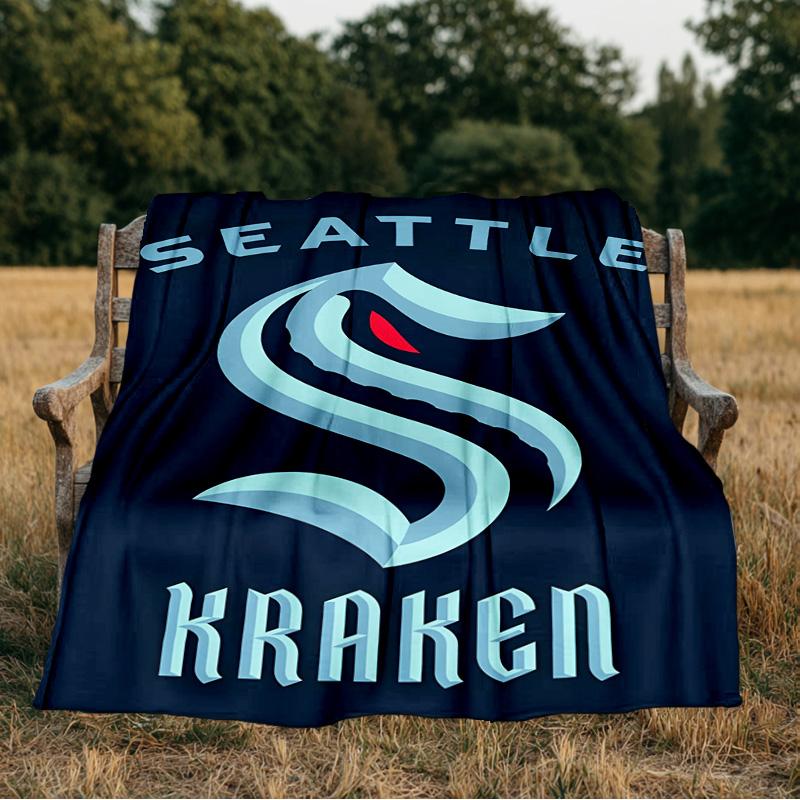 Seattle Kraken Logo Blanket Flannel Throw for Sofa, Indoor, Camping, Living Room, Office, Chair, And Bed Soft Birthday Gift