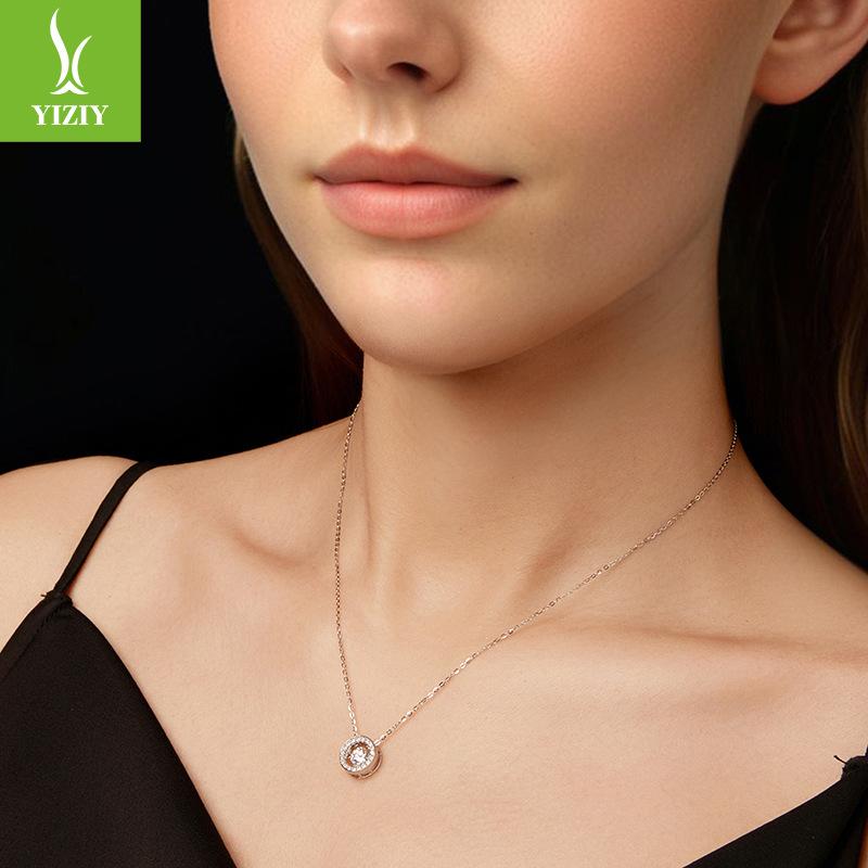 Shining Smart Moissanite Necklace Valentine'S Day S925 Silver D Moissanite Necklace Collarbone Chain