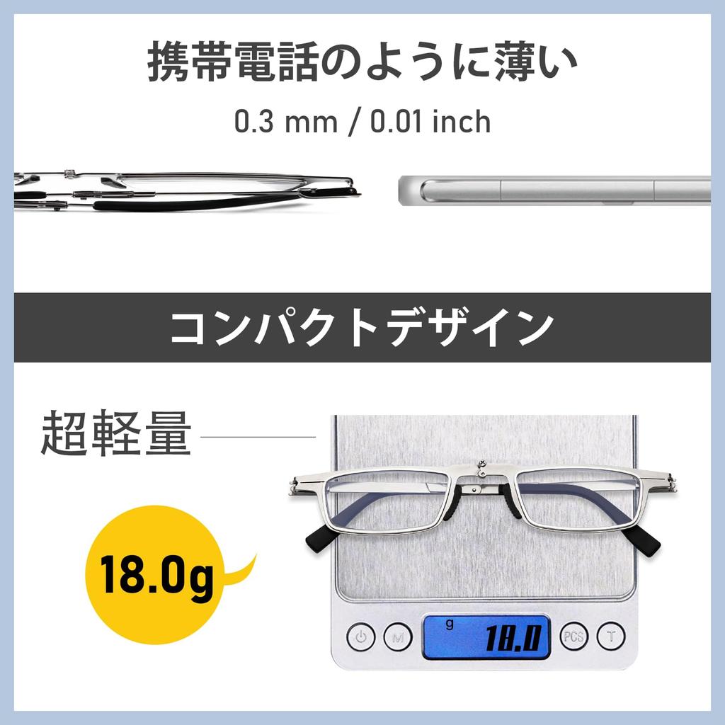 Premium Folding Reading Metal Square with Storage for Travel and Gunmetal [JO] Glasses, Ultra-Thin, Lightweight, Portable, Frame, Unisex, Ultra-Thin