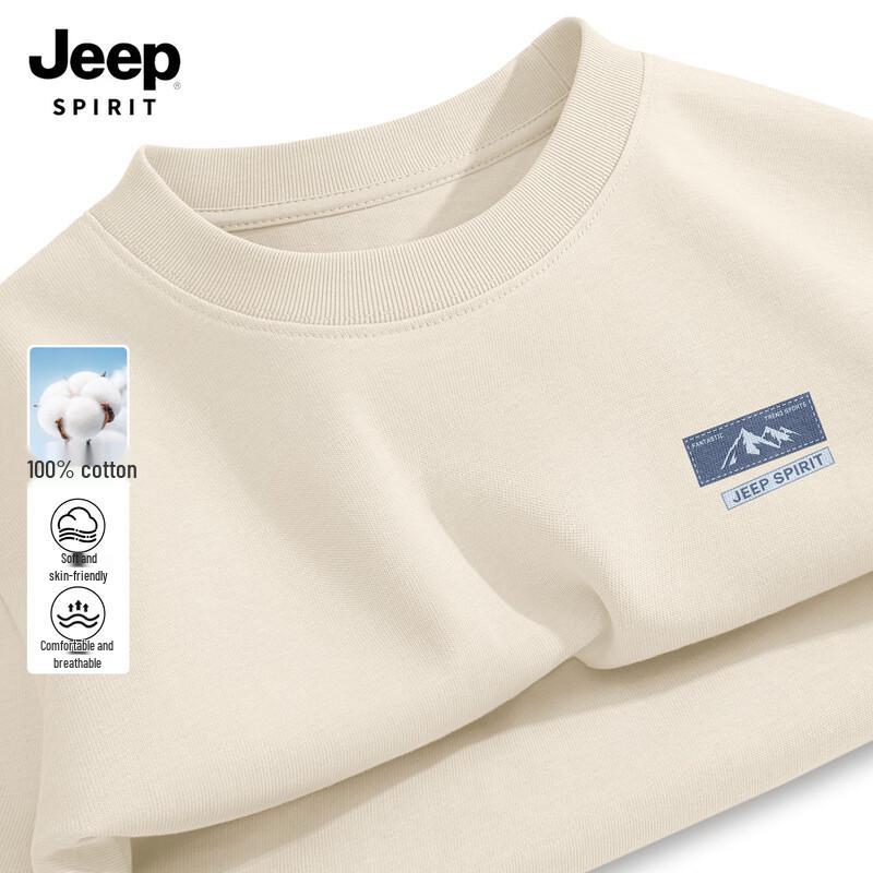 JEEP SPIRIT Men's 2026 Casual Pure Cotton Long-Sleeve Round Neck T-Shirt