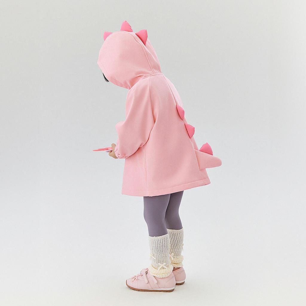 Dinosaur Shaped A-Line Winter Windbreaker Top for Infants and Girls