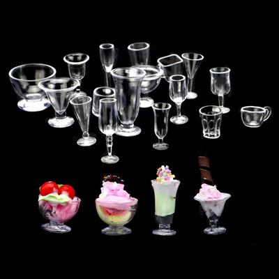Transparent Doll Kitchen DIY Toys Miniatures Goblet Simulation Cookware Mini Cup Ice Cream Bowl