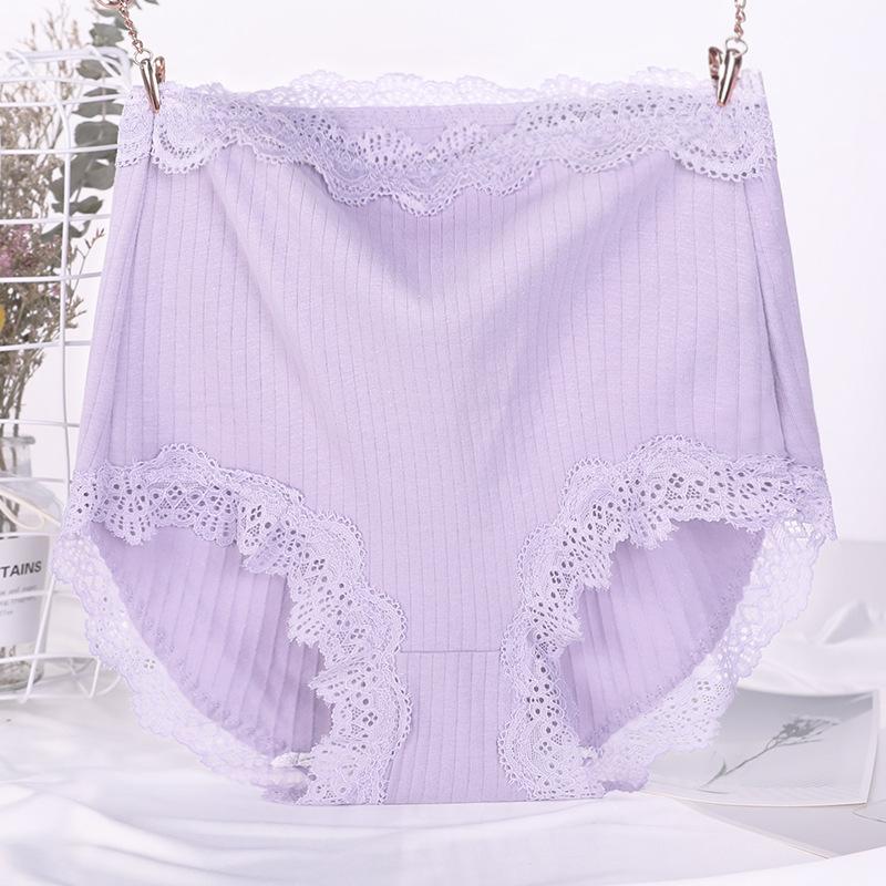 Women's Plus Size Solid Color Threaded Lace Lace Birth Year Big Red Triangle Panties