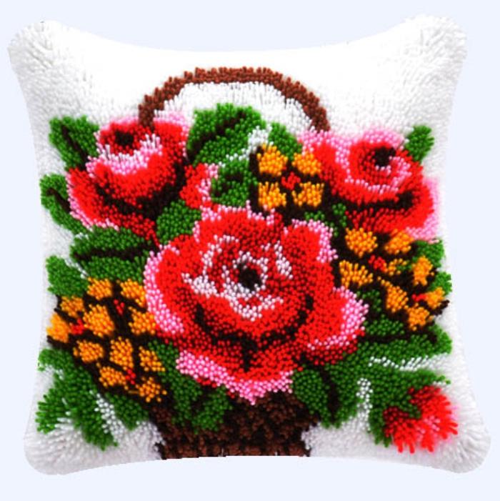 Latch Hook Rug Kits Pillowcase Flower Plants Series Pillow Material Package Handcraft Latch Hook Kits Embroidery Cushion Decor