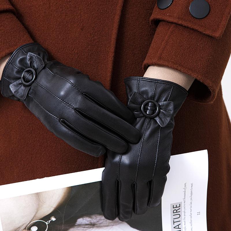 Schaffellhandschuhe Damen Winter Warme Handschuhe Fahr- und Radhandschuhe Fleece Echtlederhandschuhe