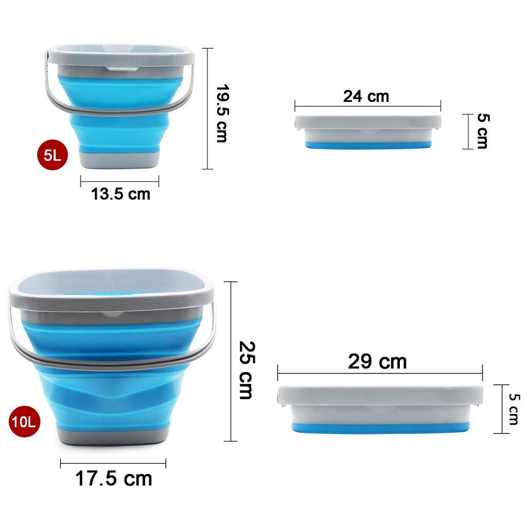 TOSSOW Folding Bucket Silicone Fishing Bucket Compact Storage Heat Resistant Fishing Car Wash Kitchen 10L