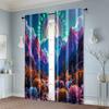 2pcs Window Curtain Print Psychedelic Mountain Durable 100% Polyester Fabric (without Rod) Holiday Use for Bedroom Living