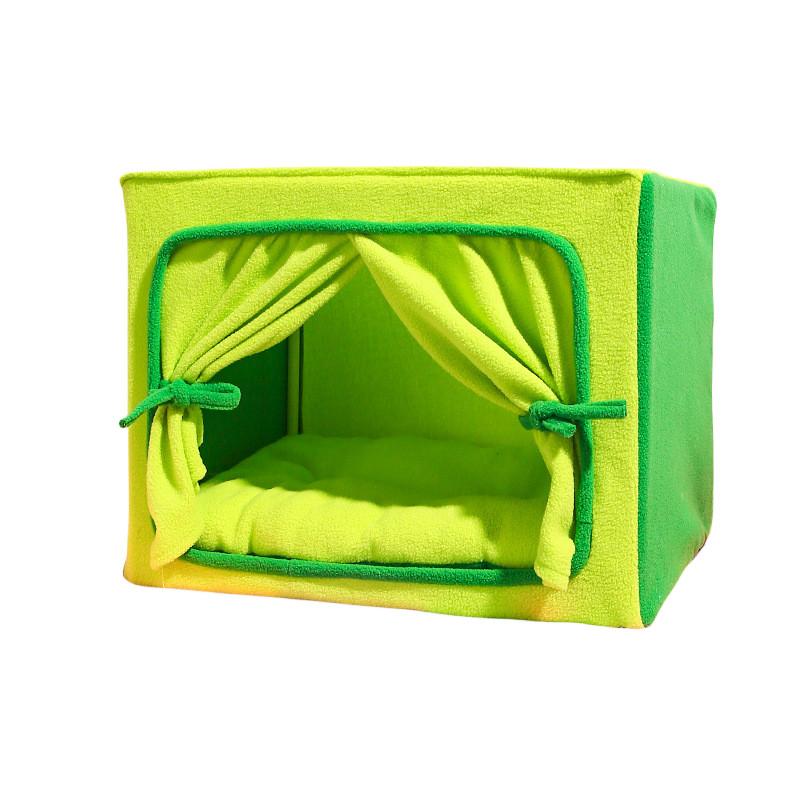 Dopamine Cat House Winter Warmth Enclosed Four Seasons Universal Sleeping Cat Bed Cat Supplies Green Flat