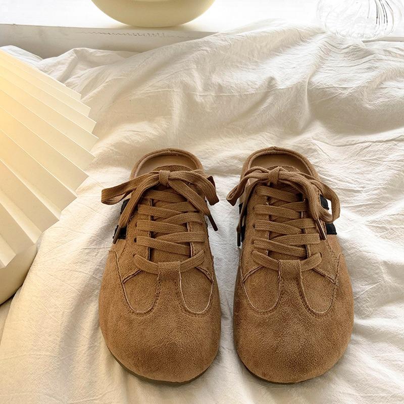 Temperament bag head half slippers women wear new summer and autumn thick bottom lazy one pedal