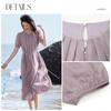 Women's Lyocell French Pleated Beaded Mid-Length Dress