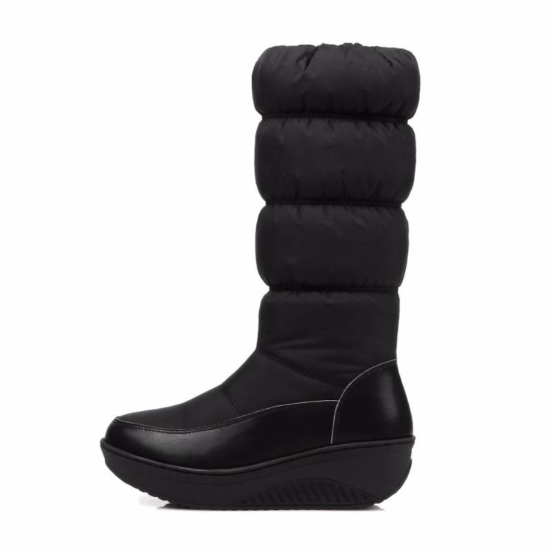 Fashion Waterproof Snow Boots Women Platform Down Boots Thickening Padded Mid-calf Boots Women Long Plush Winter Boots Plus Size 43