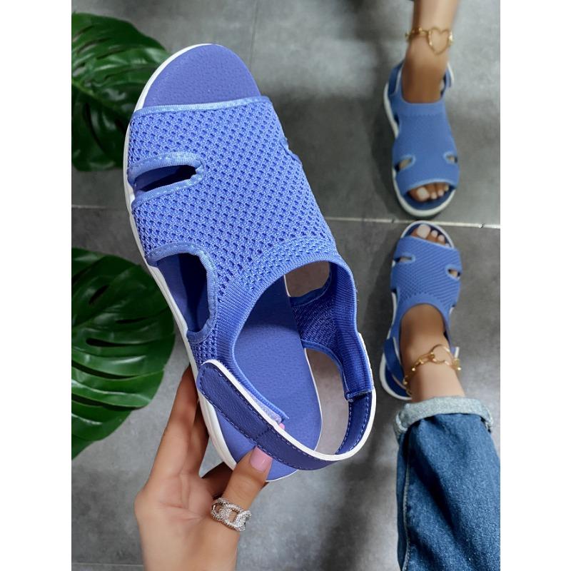 Sommer Neue Damen Sandalen Große Größe Atmungsaktiv Elastisch Flacher Boden Lässige Damenschuhe