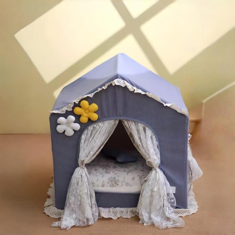 Aesthetic Rabbit Fur Pet Tent Enclosed Cat House for Indoor Skin-Friendly Kitten Bed Cozy Plush Cat Shelter Stylish Pet Hideout