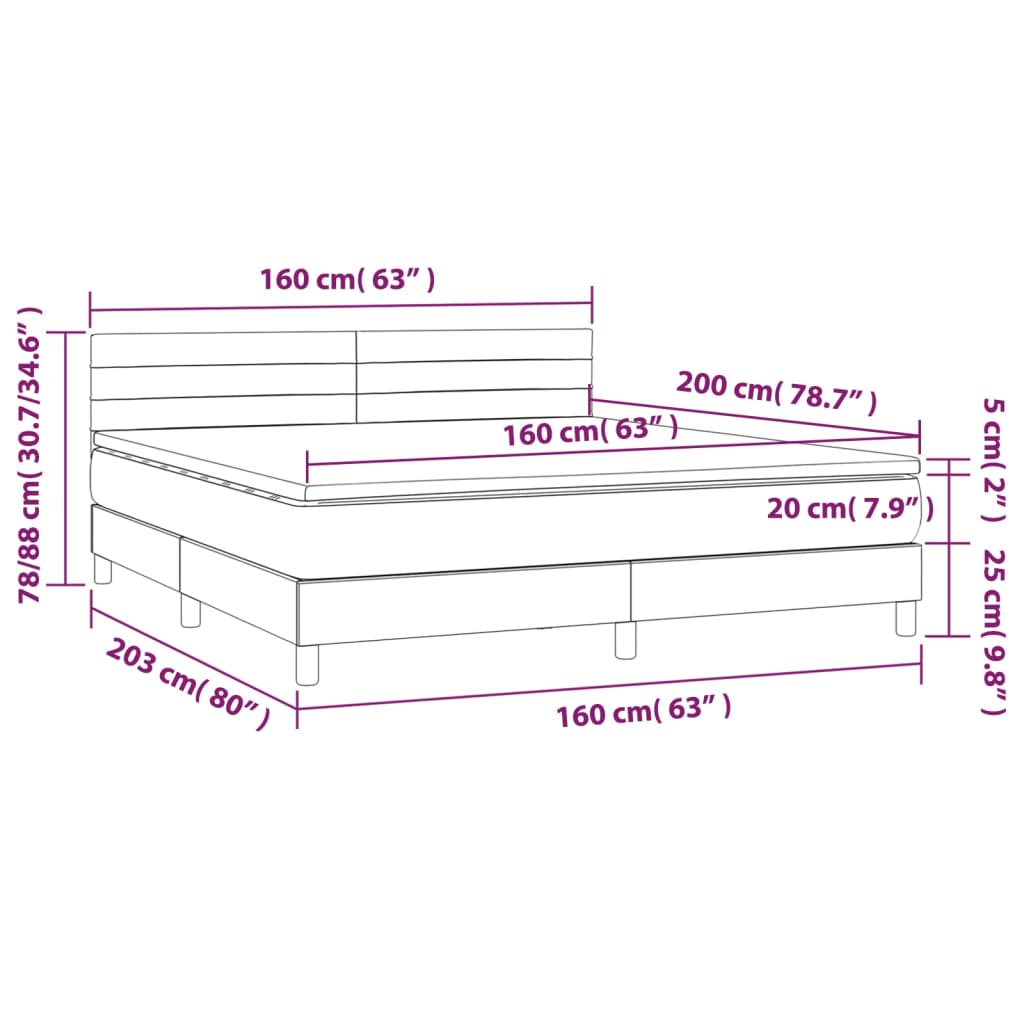 Vidaxl Continental Bed with Mattress, Cream, Fabric, 160X200 Cm