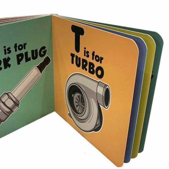 Children ABC Book for Future Race Car Driver Smooth Thick Paper Clear Cartoon Print Car-themed Early Drag Racer Childhood