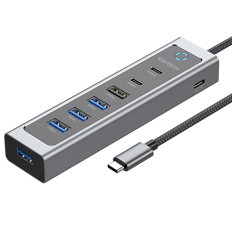 USB-C 7-Port Docking Station Splitter: Laptop USB 3.2 Hub 7-in-1 Adapter