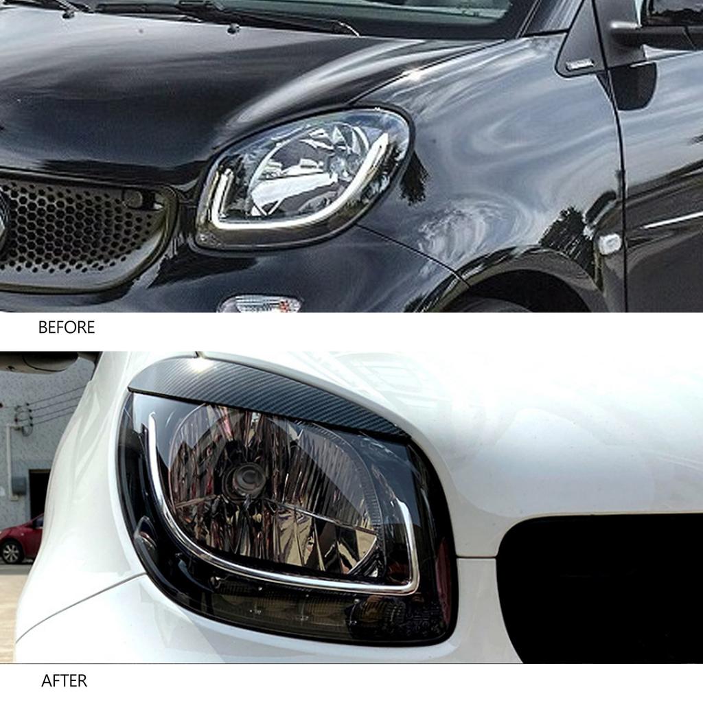 2pcs Headlight Eyebrow Left Right ABS Replacement for   Smart 453 Fortwo Forfour 2015‑2020
