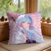 Kamizato Ayaka Genshin Impact Cushion Cover Square Short Plush Pillow Case Living Room Sofa Home Decor Funda X