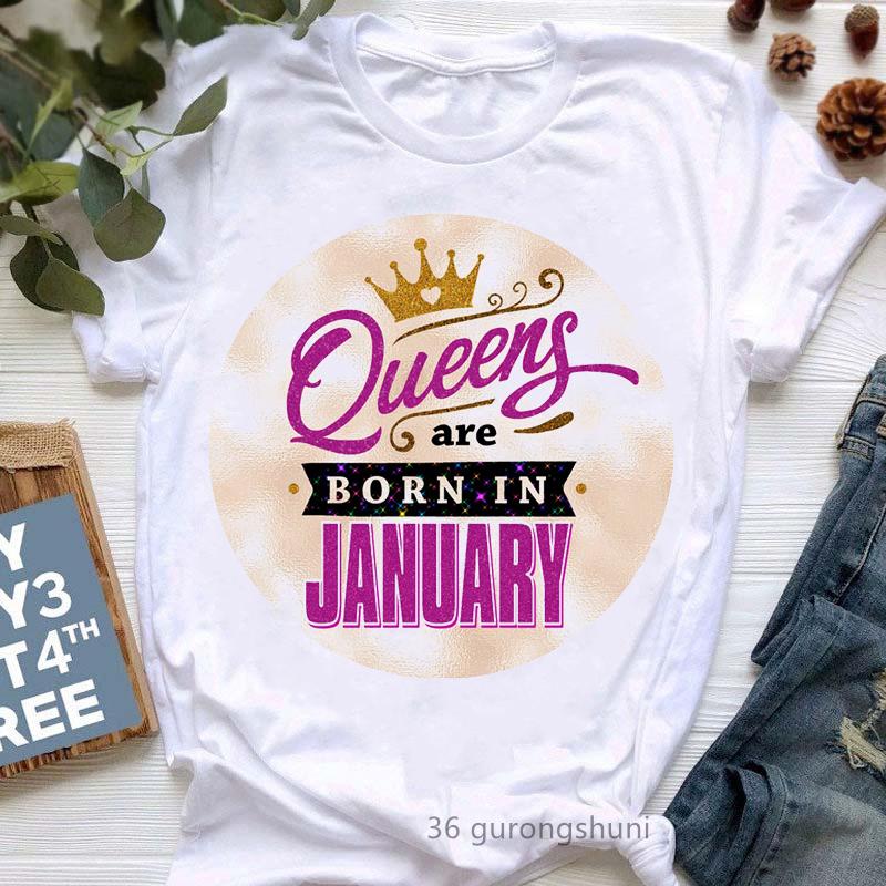 Queens Are Born In May/June Graphic Print T-Shirt Girls/Women Golden Crown Tshirt Femme Summer Fashion Tops Tee Shirt Female