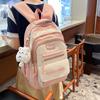 Kmgdmbg Letter Print Nylon School Backpack With Color Block Design Students For