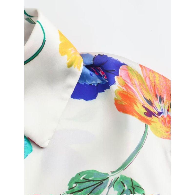 Kaslead Fashion All-Match Satin Florals Print