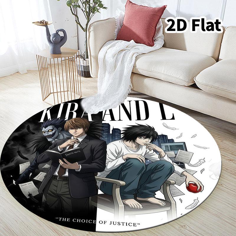 Death Note Round Area Rug Carpet Rug For Living Room Bedroom Sofa Playroom Decor Nonslip Floor Mat