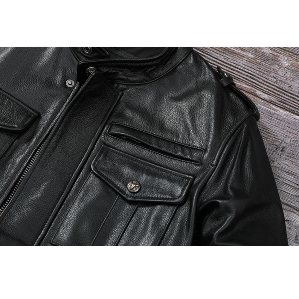 Chinese Size Men Leather Jacket Style Genuine Cowhide Coat Soft Slim Fit Spring