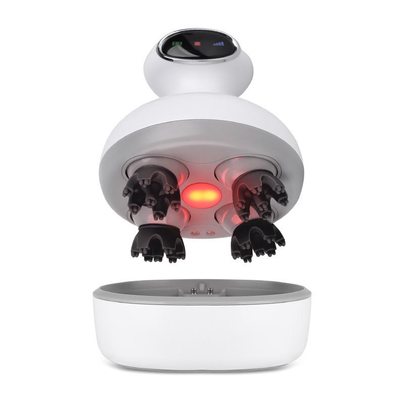 

New Model Electric Head Massager: Smart Charging EMS Microcurrent, Waterproof, Red Light Vibration Therapy. YYX-ST-703 English білий