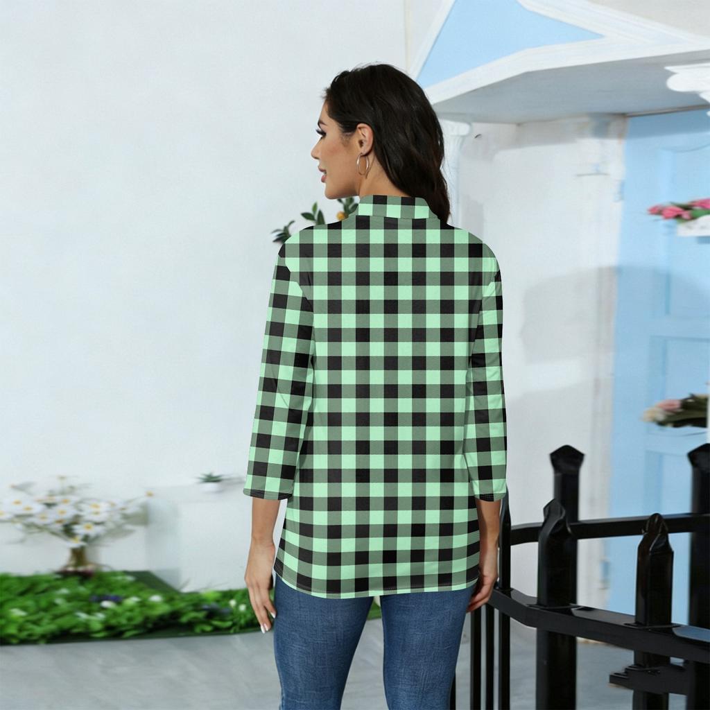 Damen Mock-Neck 3/4-Ärmel Bedrucktes Oberteil