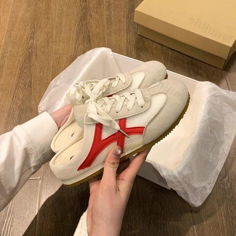 Summer Women Mules Shoes 2025 Sports Round Toe Flat Female Footwear Sneakers Platform Slip On Fashion Comfortable Half Slippers