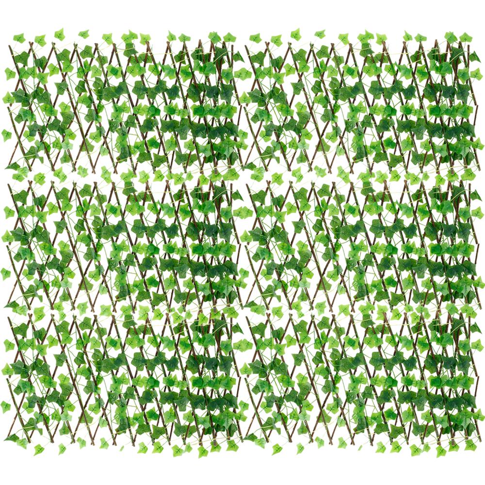 6PCS/Set Artificial Ivy Privacy Fence Garden Screening Expanding Trellis Screen Hedge Artificial Faux Leaves Wooden Fence 40cm
