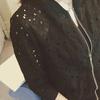 Fall Spring Women Coat Hollow Out Lace Stand Collar Zipper Closure Solid Color Elastic Cuff And Hem Daily Wear Dating Jacket