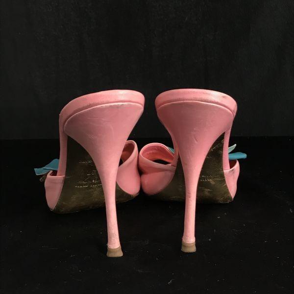 Miu Miu Italia Măgăruș Roz 37 23.0-23.5 Pantofi cu Toc Bijuterii(FOLOSIT)