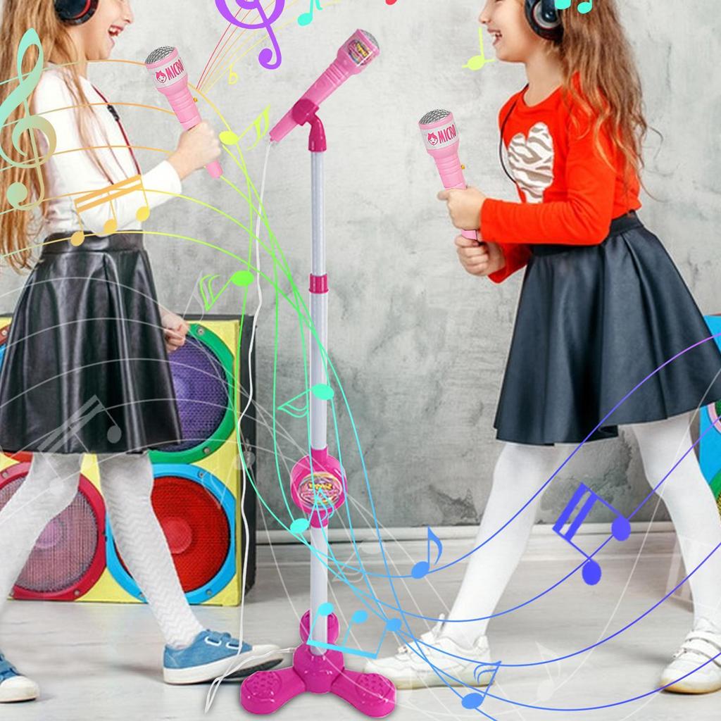 Microfone Infantil com Suporte Máquina de Karaoke Instrumento Musical Brinquedos Treino Cerebral Brinquedos Educativos Presente de Aniversário para Menina Menino