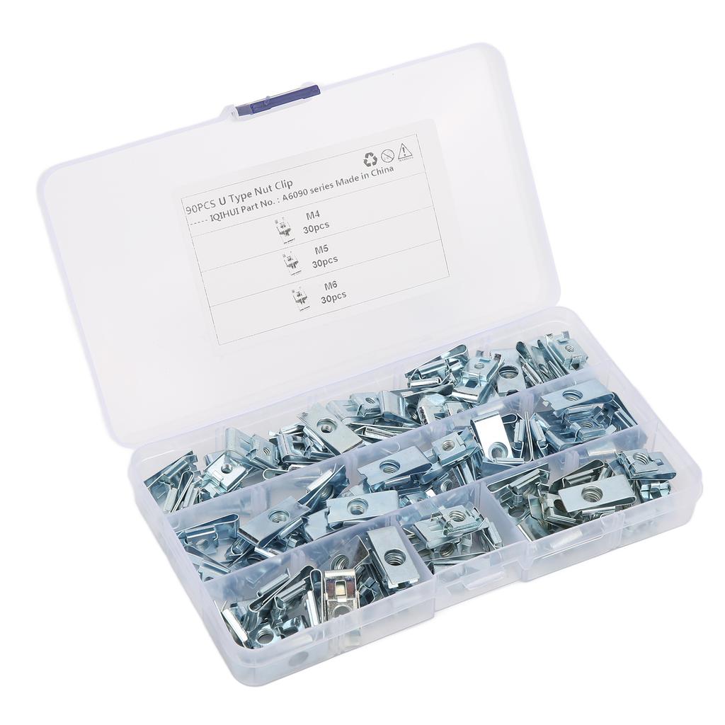 90 Stück Auto Befestigungselemente Clip Mutter Rostschutz U-Typ Befestigungsclips Ersatz für Karosserieverkleidung
