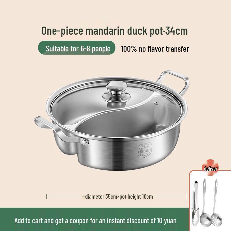 Yin-Yang 304 Stainless Steel Induction Hot Pot Shabu-Shabu Cookware