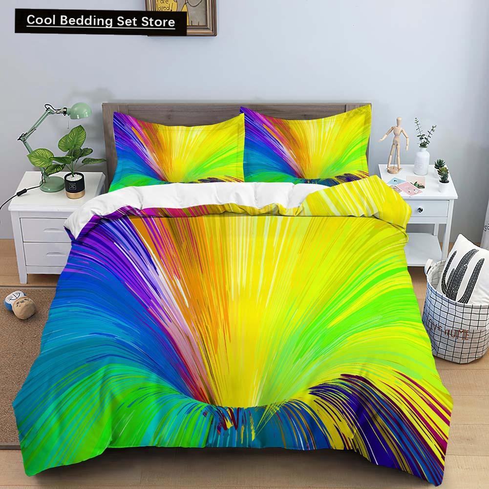 Comforter 3D Psychedelic Abstract Double Queen Bedding Set 2/3Pcs King Full Size Blue Polyester Comforter