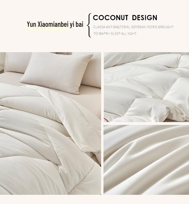 Feather Cotton Quilt: All-Season, Skin-Friendly, Washable, Pure Color, Warm Quilt for Single and Double, Ideal for Dormitory or Home Use.