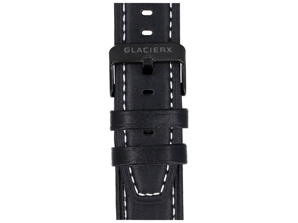 New GlacierX Classic Leather Black 22mm Smartwatch Strap