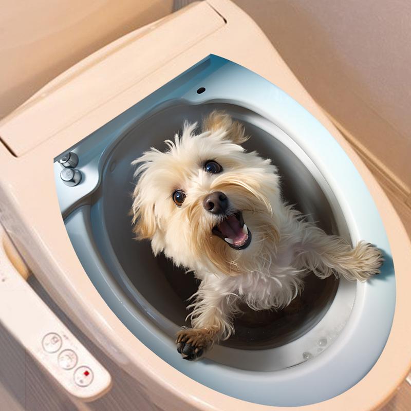 Toilet Seat 3D Decals Animal Decals Toilet Seat Cover Stickers Room Ornaments 3D Stickers For Kitchen Living Room Bedroom Nurser