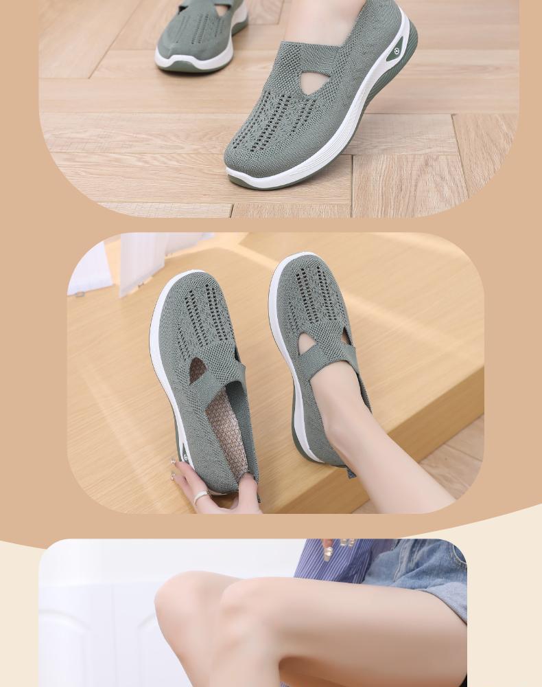 Sandales d'été respirantes, antidérapantes à semelles souples pour femmes d'âge moyen et âgées