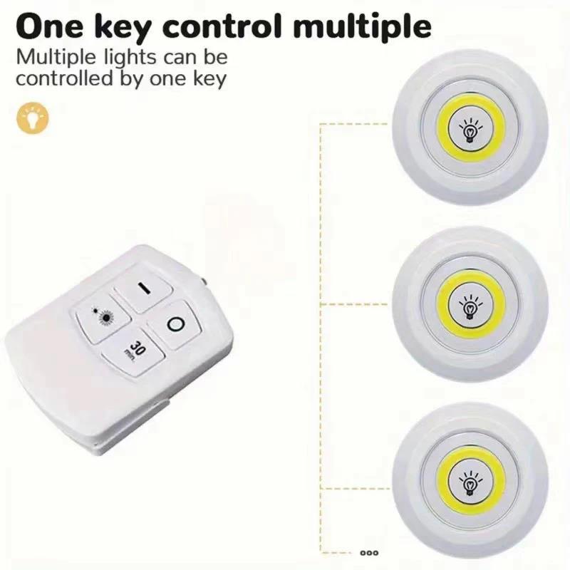 Smart Wireless LED Night Light Dimming Lights Touch Lamp Round with Remote Control for Indoor Kitchen Furniture Cabinet Wardrobe